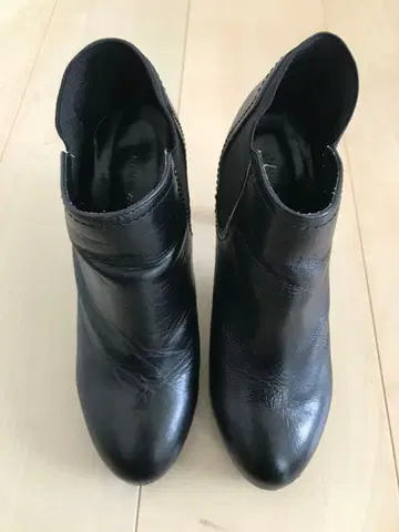 NINE WEST 나인 웨스트 가죽 힐 숏 부츠 레이스 블랙