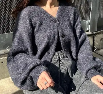 Kastane 라메 샤기 가디건 상의 가디건