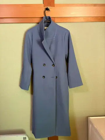 울 혼방 더블 브레스트 롱 코트