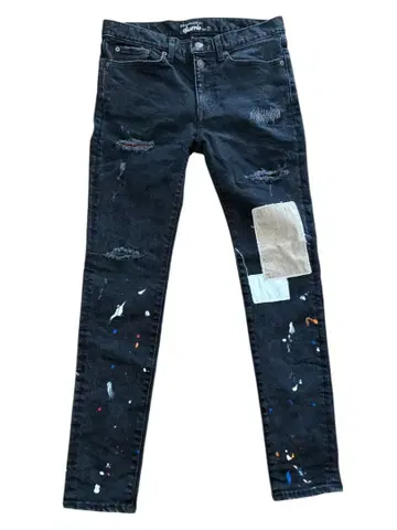 glamb(그램) 일본제 크러쉬 스키니 블랙 데님 팬츠