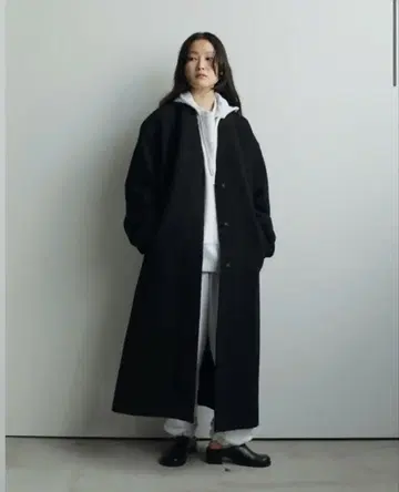 anuke 롱 코트 사이즈 38 블랙 네이비 안느크