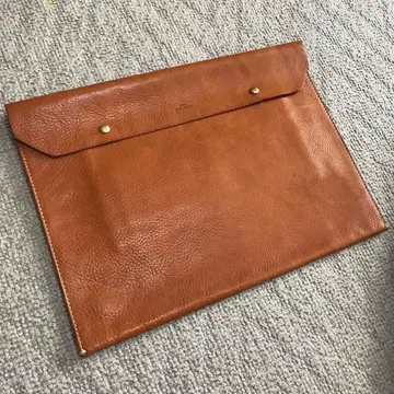 genten 가죽 서류 케이스 비즈니스 백 브라운