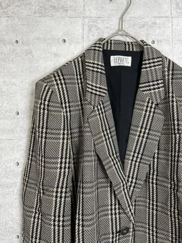 구제 의류 테일러드 자켓 여성용 체크 무늬 울 레이온 실크