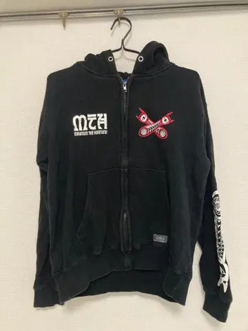 MTH 후드 부착 집업 후드티 블랙