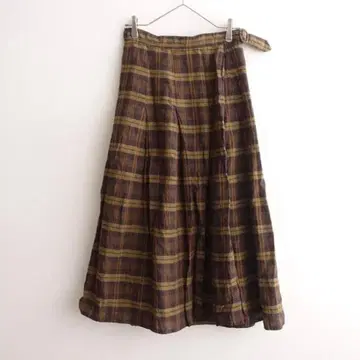 fig London 린넨 체크 랩 스커트