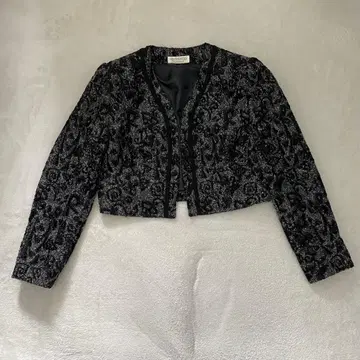 노카라 숏 자켓 볼레로 꽃무늬 포멀 일본제 블랙 9호