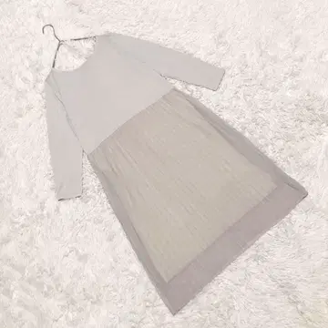 [렙심] (M) 절개 플리츠 원피스 이소재 믹스 비침 청순