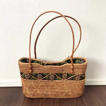 손잡이 가죽 바스켓백 브라운 브라운 여성용