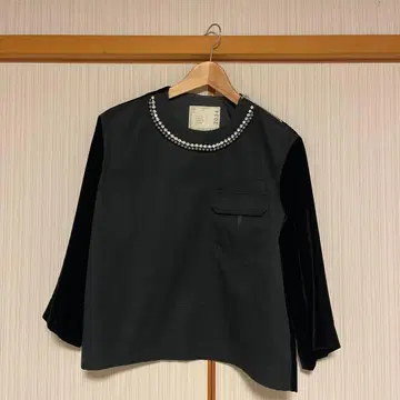 sacai 벨로아 블라우스 비쥬 오부 소매