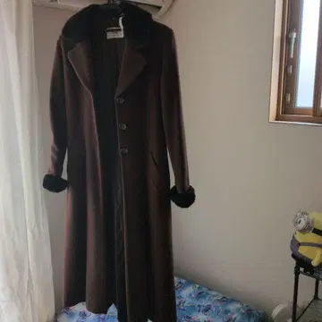 브라운 롱 코트 95 사이즈 울 95%