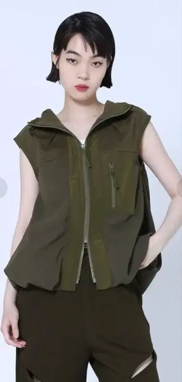 LASUD 이소재 도킹 벌룬 베스트 카키