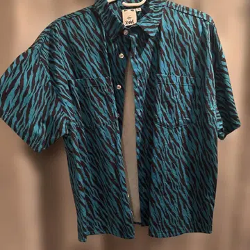 x-girl 반팔 셔츠 파랑 블랙 스트라이프