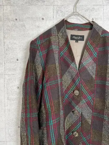 구제 의류 여성용 자켓 레트로 울 100% 올 패턴