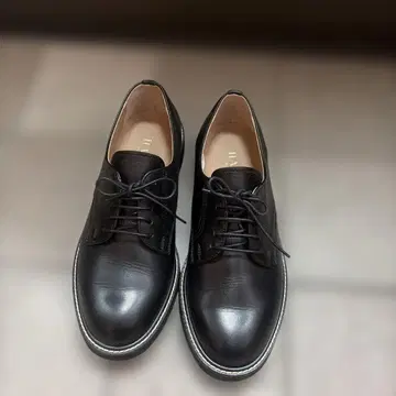 하루타 블랙 가죽 레이스업 슈즈