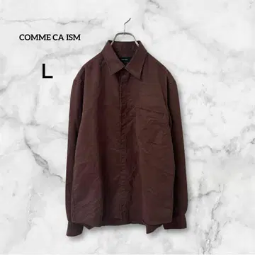 컴시즘 [ L ] 긴팔 셔츠 브라운 히요쿠 시타테 깔끔한 블라우스