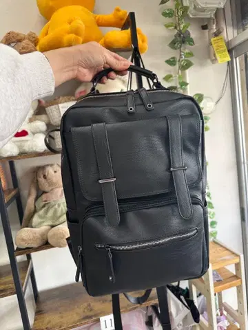블랙 가죽 백팩 42cmx30cmx15cm