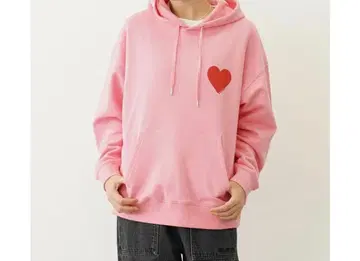 MILKFED./하트 프린트 핑크 후드티