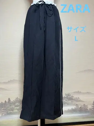 ZARA 블랙 와이드 팬츠 허리밴딩과 끈으로 조정