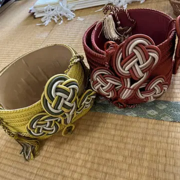 일본 정통의상 소품 조립 끈 장식 빨간색 노랑