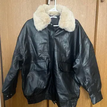 INGNI 퍼 티펫 부착 인조 가죽 블루종 블랙 M