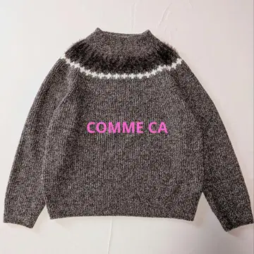 새상품급 COMMECA 노르딕 무늬 긴팔 스웨터 브라운 계열 멜란지