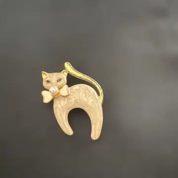 고양이 모양 브로치 골드 컬러 앤티크