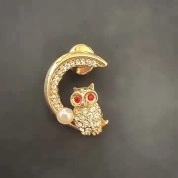 올빼미와 달 디자인 브로치 앤티크