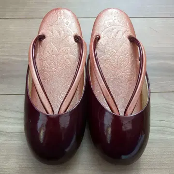 겨울 조리 와인 레드 꽃무늬