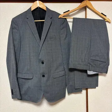 TAKA-Q 그레이 체크 무늬 비즈니스 정장 A7