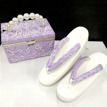 새상품 후리소데용 조리 백 세트 펄 보라색 계열 40