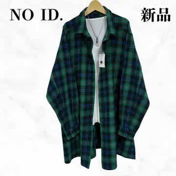 NO ID. 롱 체크 셔츠 셔츠 코트 오버사이즈 플란넬 셔츠