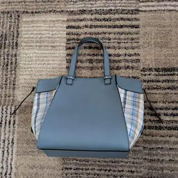 블루 그레이 체크 토트백 INDIVI