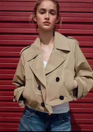 zara 숏 기장 더블 브레스트 자켓