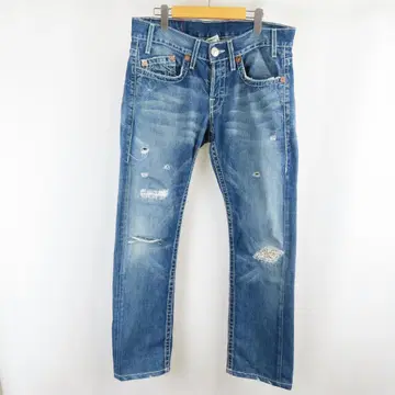 USA제 TRUE RELIGION 로고 페이드 그런지 데님 팬츠