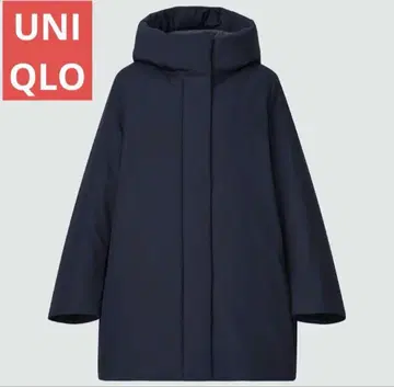 UNIQLO 유니클로 하이브리드 다운 코트 네이비 롱 코트 M