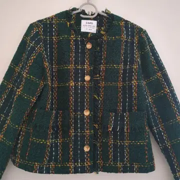 coen 체크 무늬 트위드 자켓 M 사이즈
