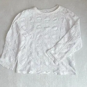 렙심 레이스 자수 T셔츠 티셔츠 긴팔 시어 탑 롱T F