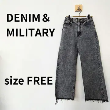 DENIM&MILITARY 페이드 데미지 스트레이트 데님 프리 사이즈