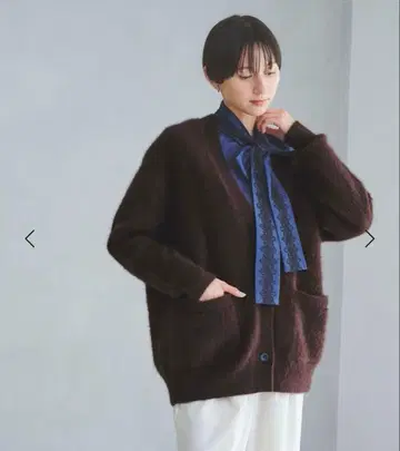 UNITED ARROWS 폭스 캐시미어 미들 가디건 BROWN