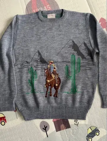 usa제 Barco Ranchwear 카우보이 자수 스웨터 S 사이즈