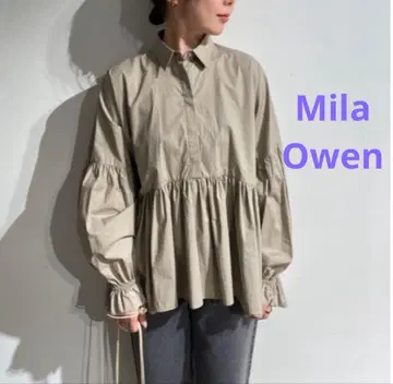 미라 오웬 셔츠 카라 개더 튜닉 블라우스 티어드