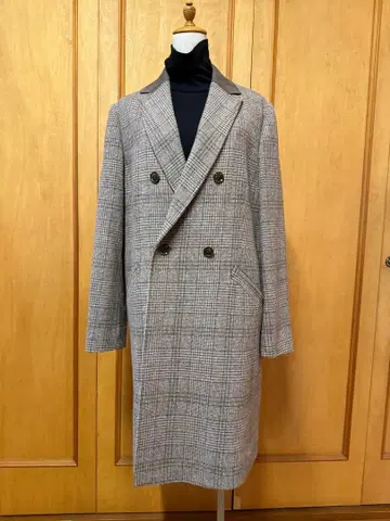 뉴요커 체크 무늬 더블 브레스 코트 13호