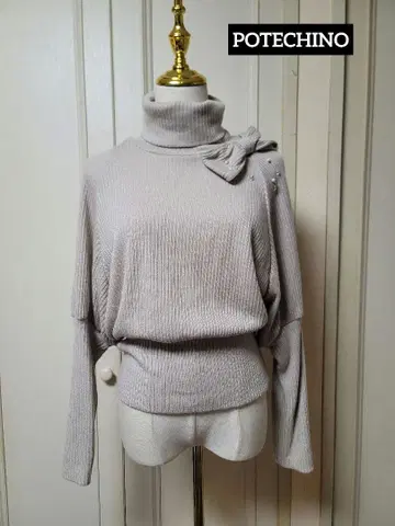 POTECHINO 포테치노 베이지 리본 포함 스웨터