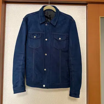 네이비 스웨이드풍 데님 재킷