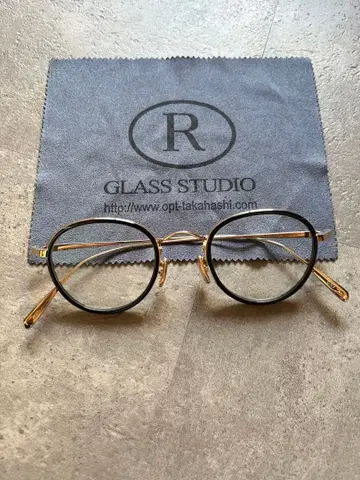 Bj 클래식 라운드 안경 골드/블랙 크로스 포함