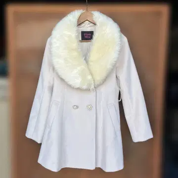 예쁜 Pink Mix 퍼 달린 롱 코트 아우터 아이보리