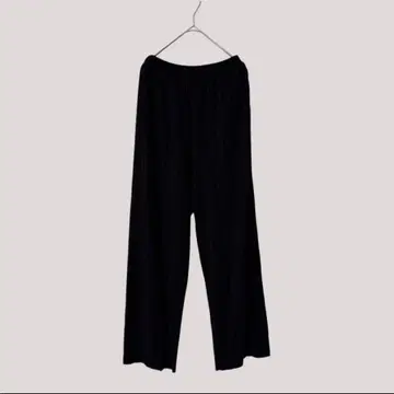 이카 ( M ) 깔끔하고 편안한 허리밴딩 레이온 블렌드 리브 와이드 팬츠