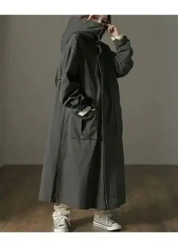 HUG.U 롱 모즈 코트 프리 사이즈 스톤 그레이