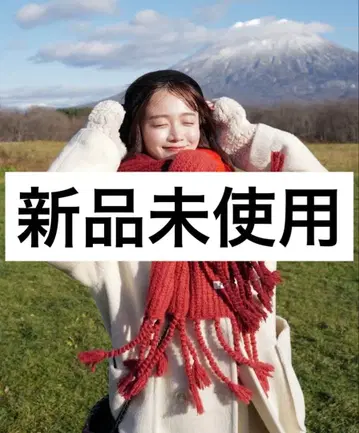 피누에 트라이컬러 니트 머플러 [ RED ]