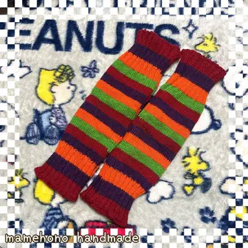 네팔 울 100% 컬러풀 스트라이프 레그 워머 플리스 안감 부착